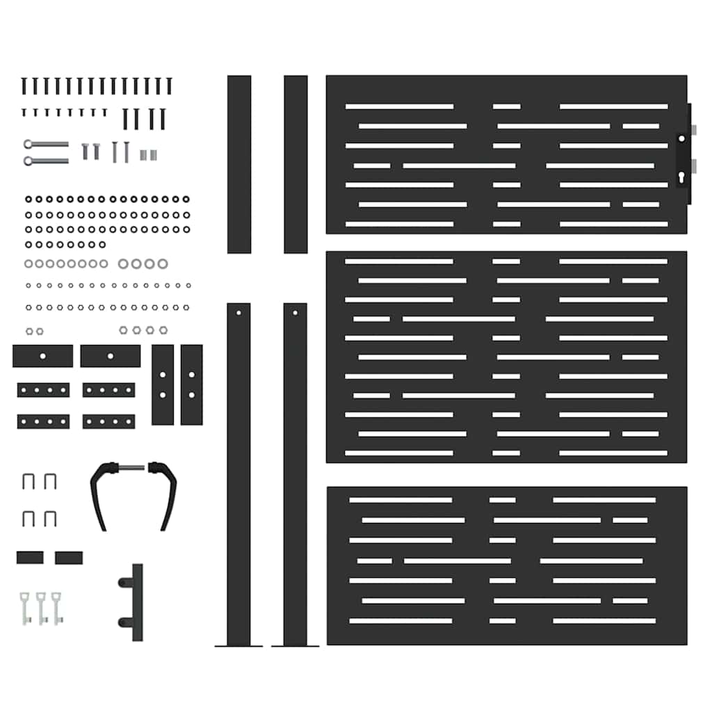 Garden Gate with Lock Black 105 x 150 cm Powder-coated steel