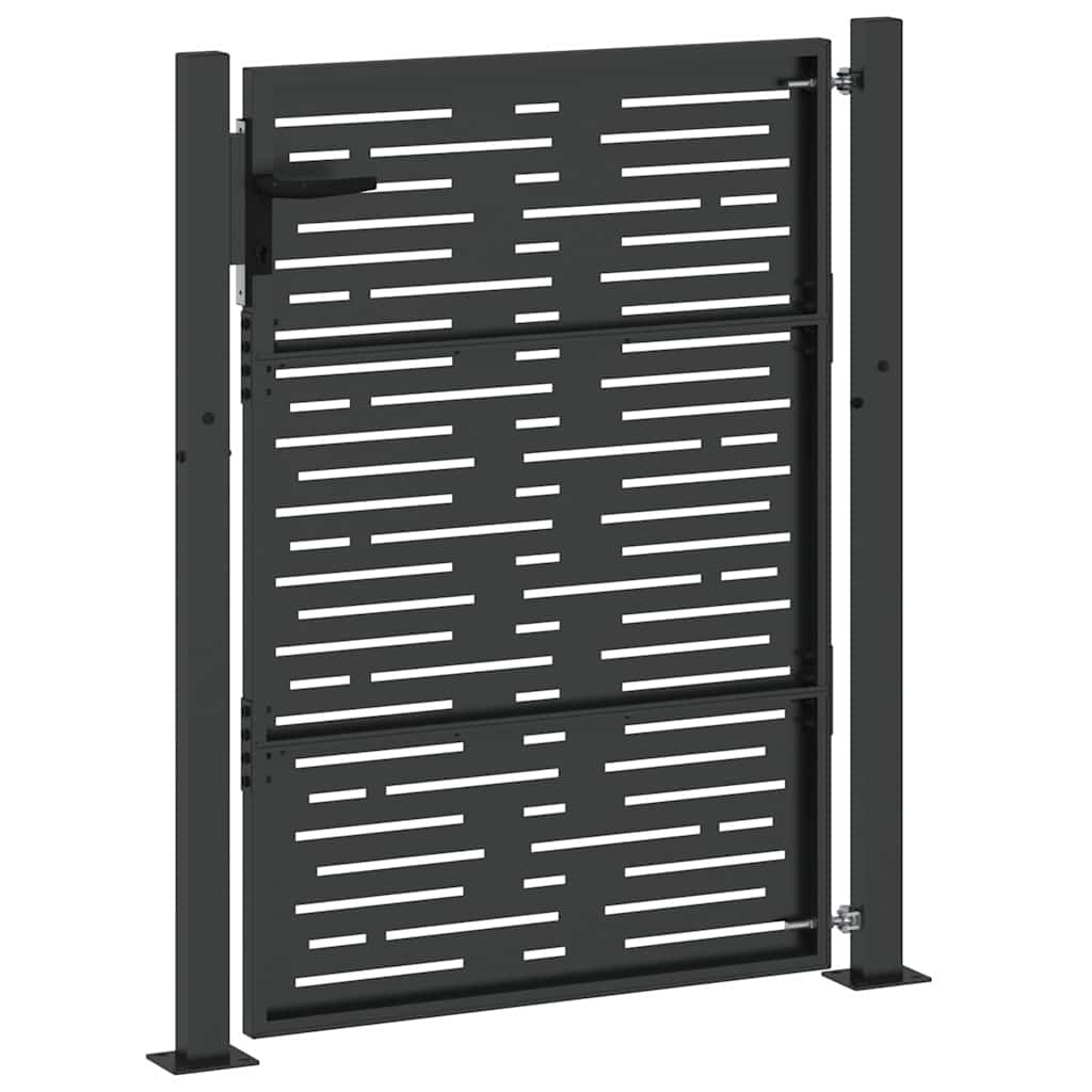 Garden Gate with Lock Black 105 x 150 cm Powder-coated steel
