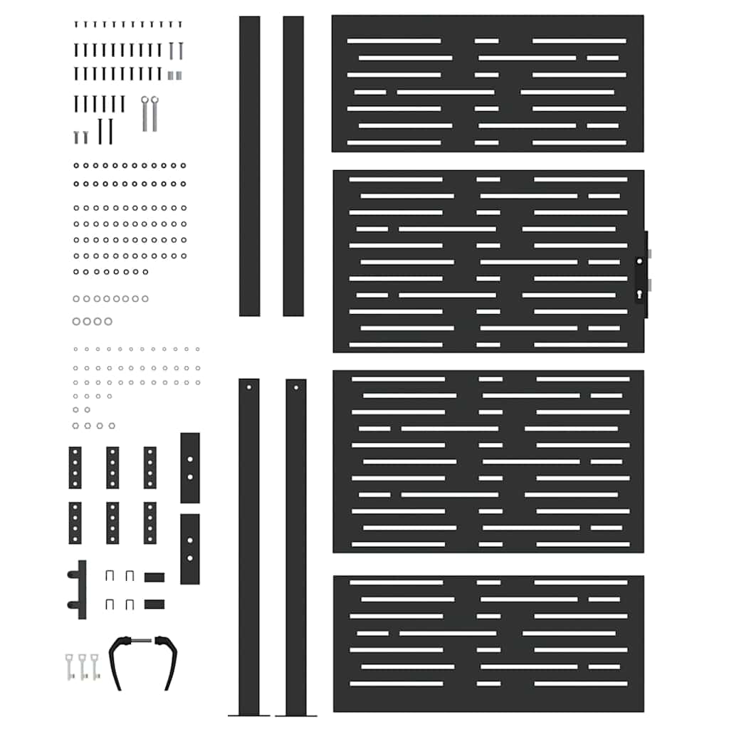 Garden Gate with Lock Black 105 x 175 cm Powder-coated steel