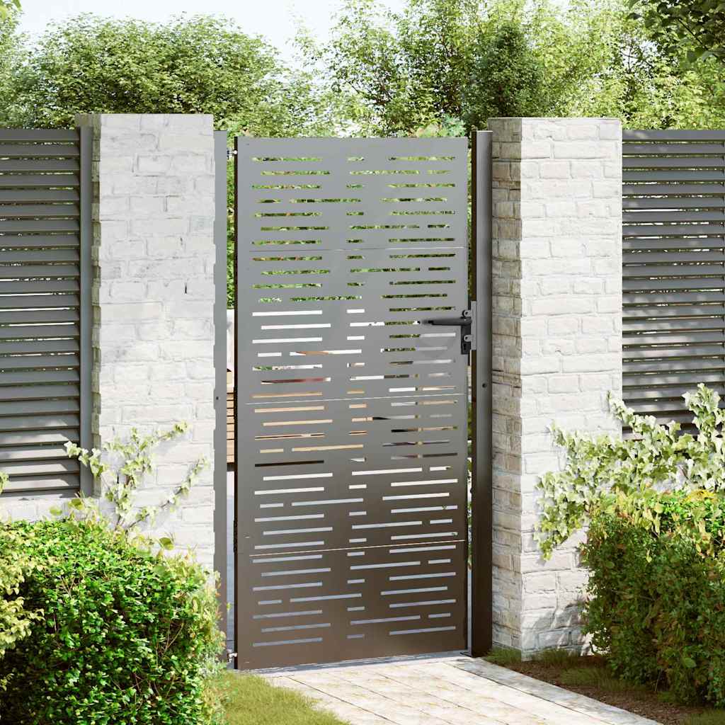 Garden Gate with Lock Black 105 x 175 cm Powder-coated steel