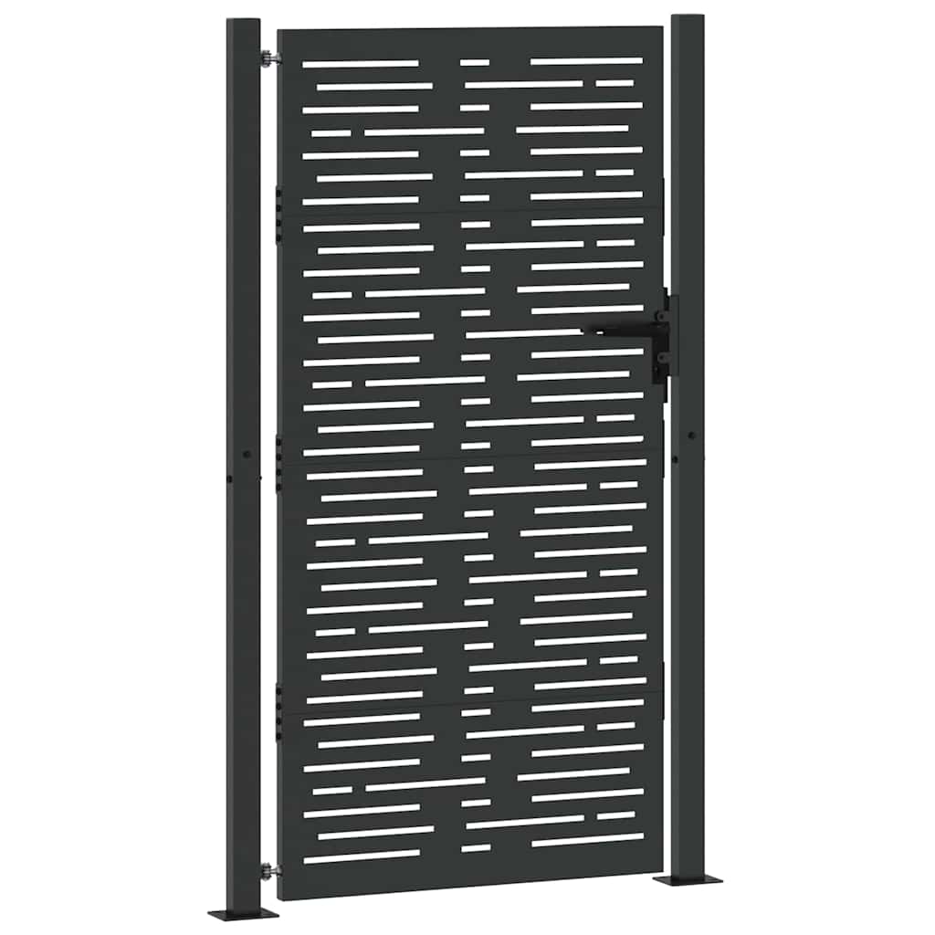 Garden Gate with Lock Black 105 x 175 cm Powder-coated steel