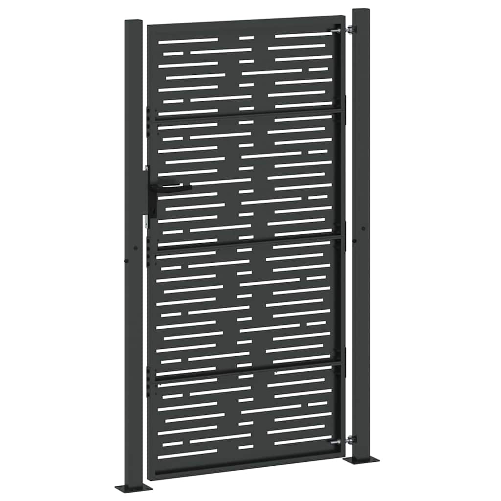 Garden Gate with Lock Black 105 x 175 cm Powder-coated steel