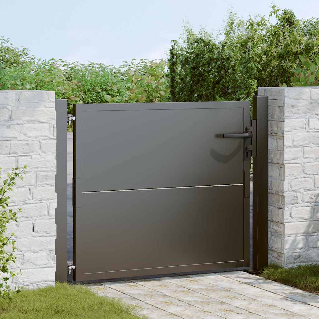 Garden Gate with Lock Black 100 x 100 cm Powder-coated steel