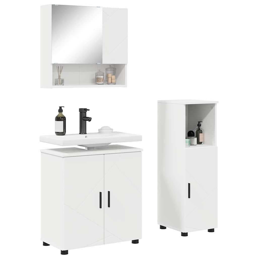 Bathroom Furniture Set Wall-mounted 3 pcs White 61 x 35 x 64 cm
