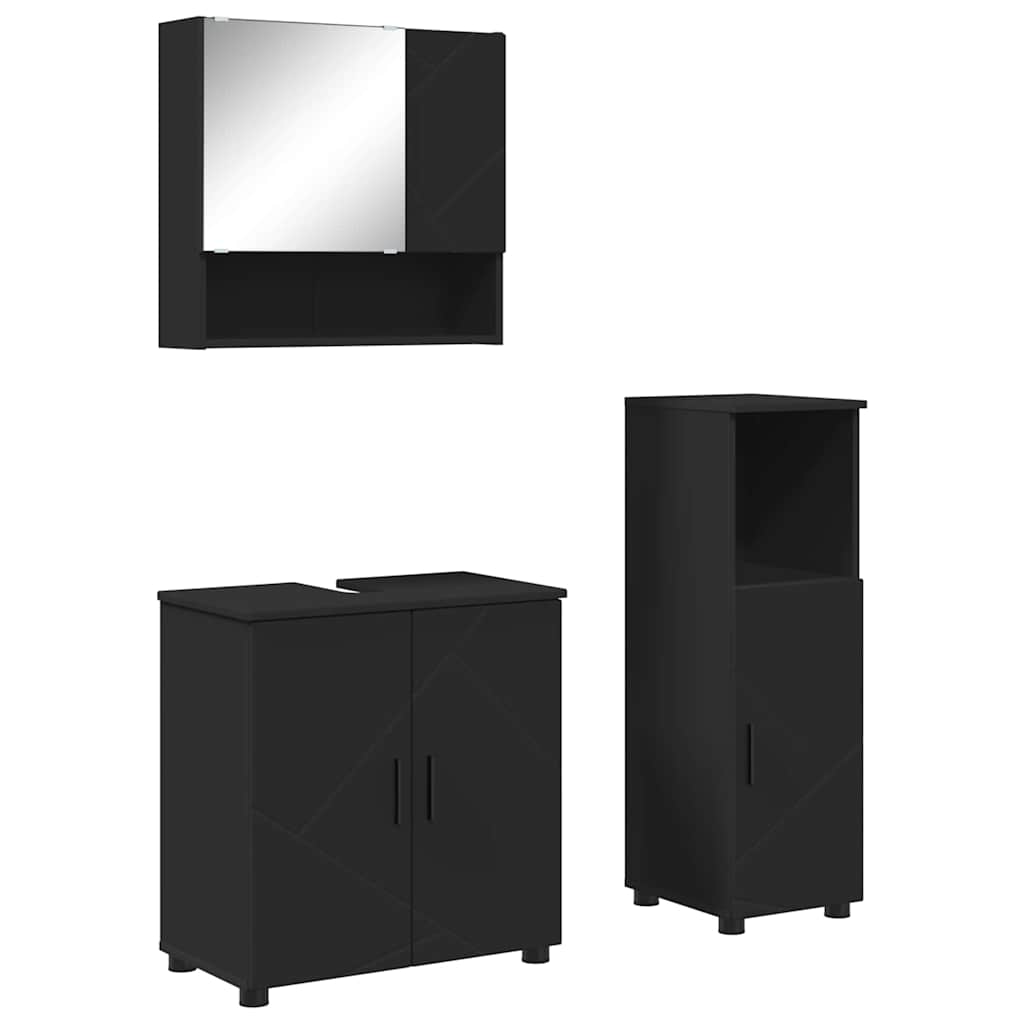 Bathroom Furniture Set Wall-mounted 3 pcs Black 61 x 35 x 64 cm