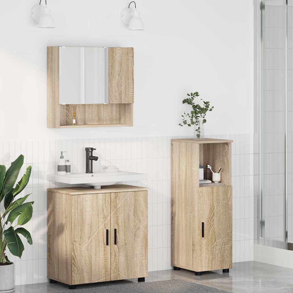 Bathroom Furniture Set 3 pcs Sonoma oak 61 x 35 x 64 cm