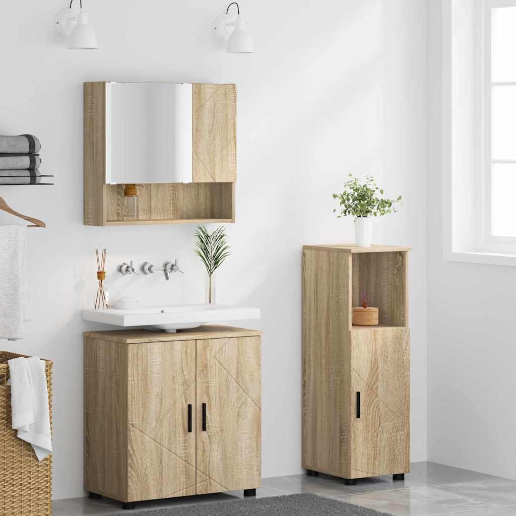 Bathroom Furniture Set 3 pcs Sonoma oak 61 x 35 x 64 cm