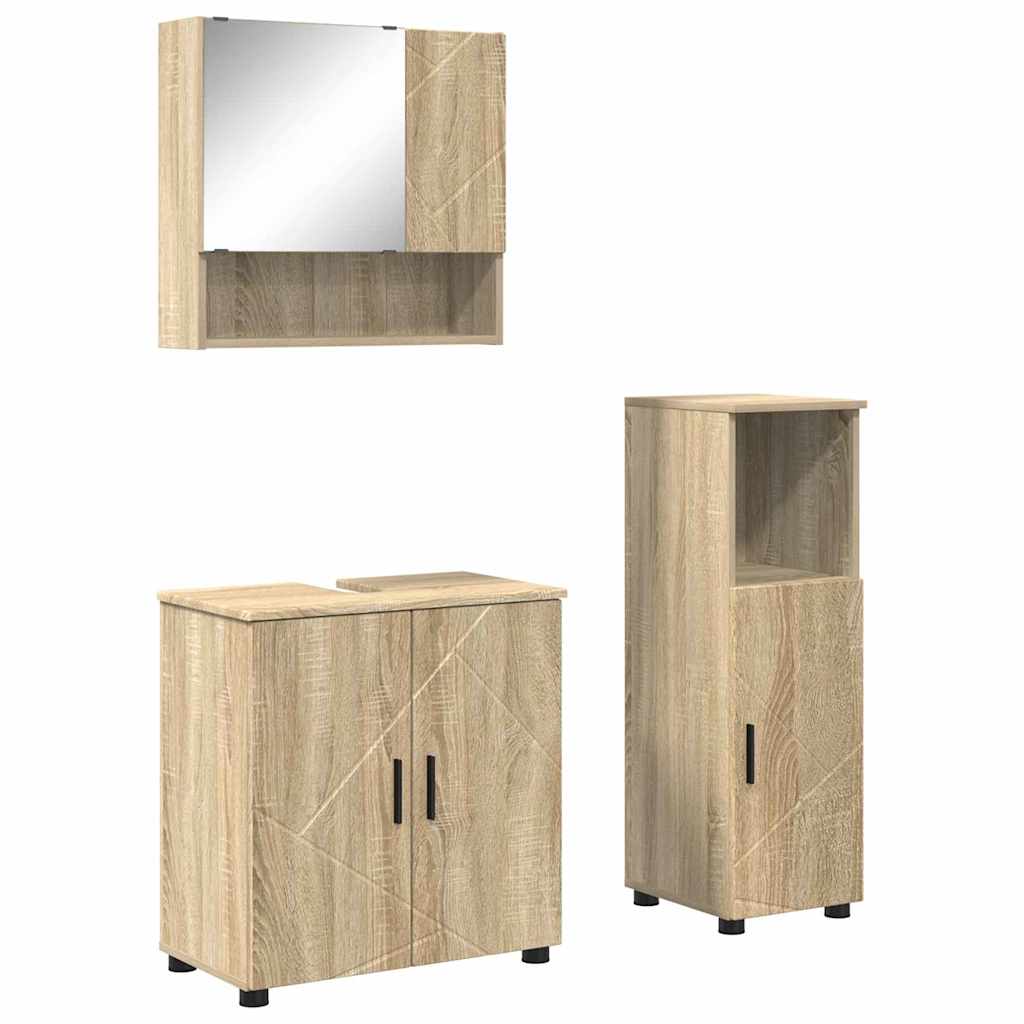 Bathroom Furniture Set 3 pcs Sonoma oak 61 x 35 x 64 cm
