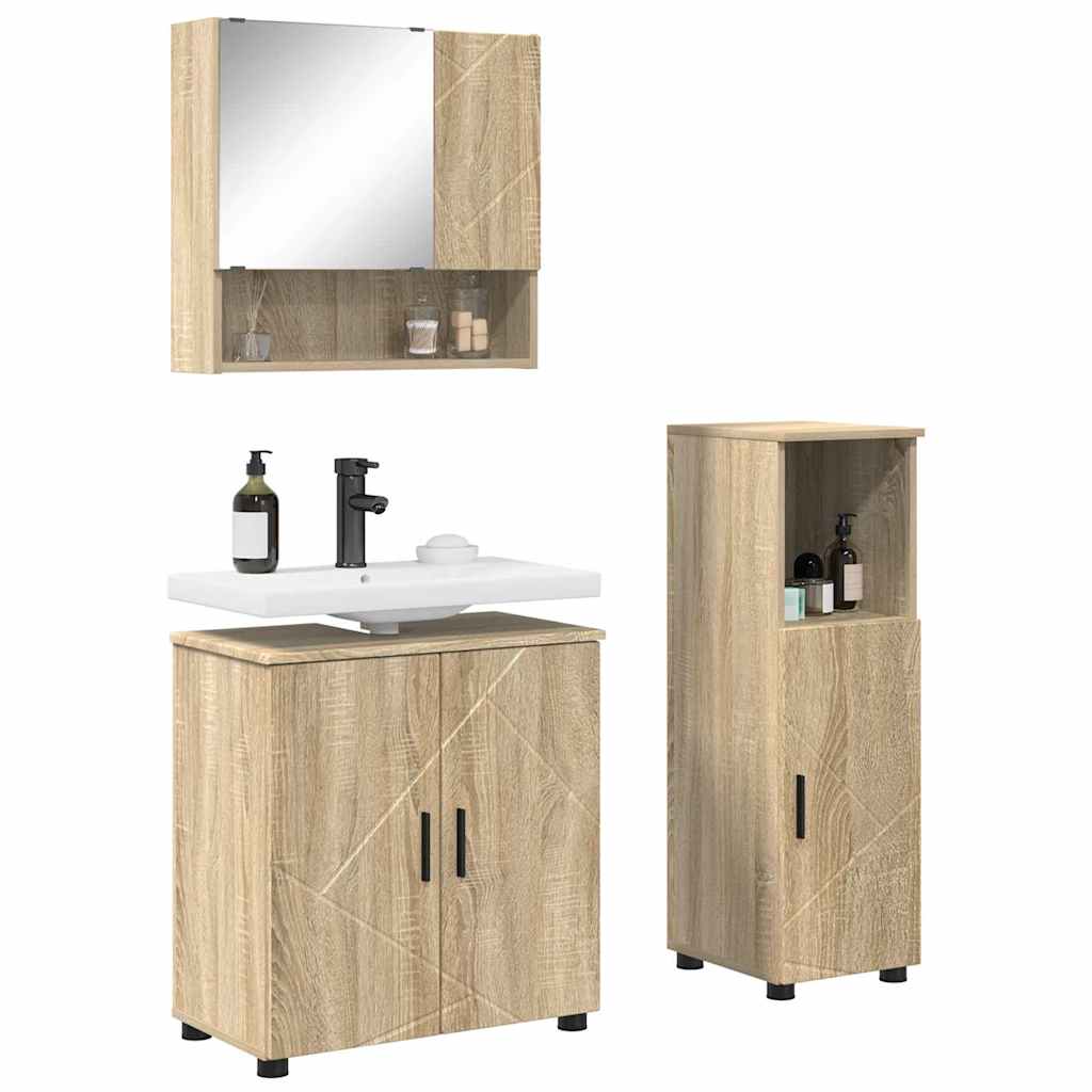 Bathroom Furniture Set 3 pcs Sonoma oak 61 x 35 x 64 cm