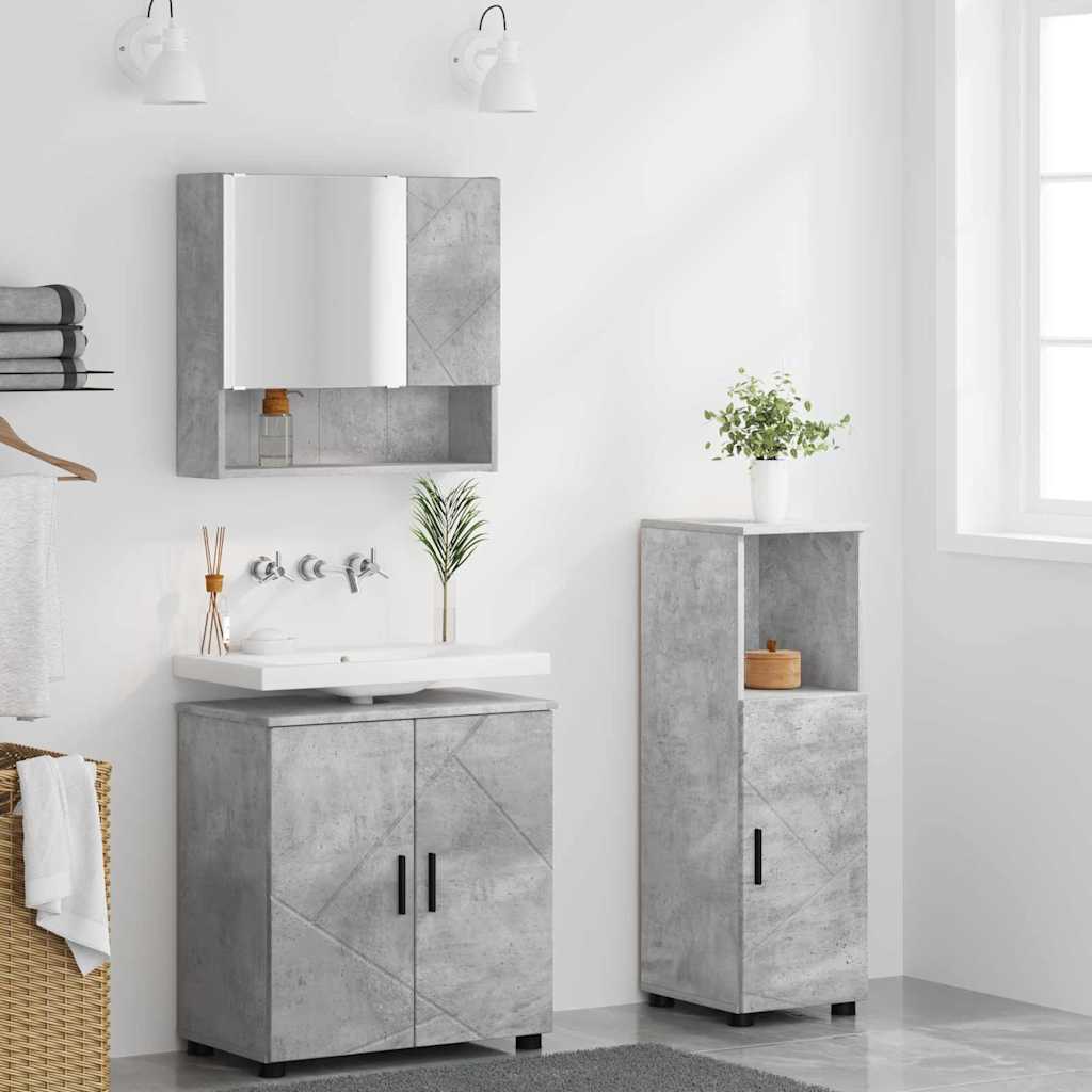 Bathroom Furniture Set 3 pcs Concrete grey 61 x 35 x 64 cm