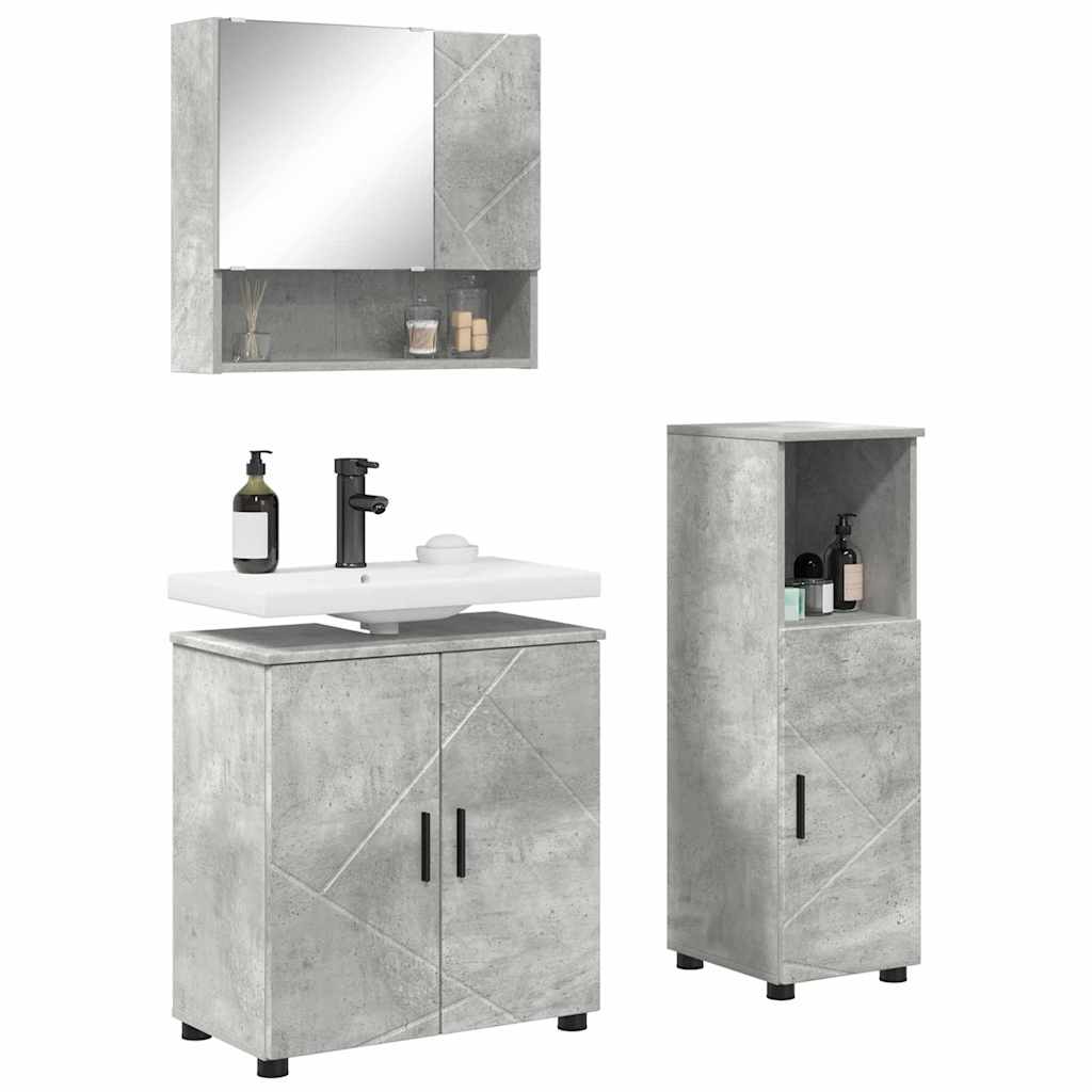 Bathroom Furniture Set 3 pcs Concrete grey 61 x 35 x 64 cm