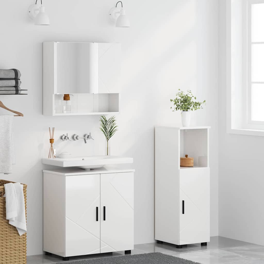 Bathroom Furniture Set 3 pcs High gloss white 61 x 35 x 64 cm