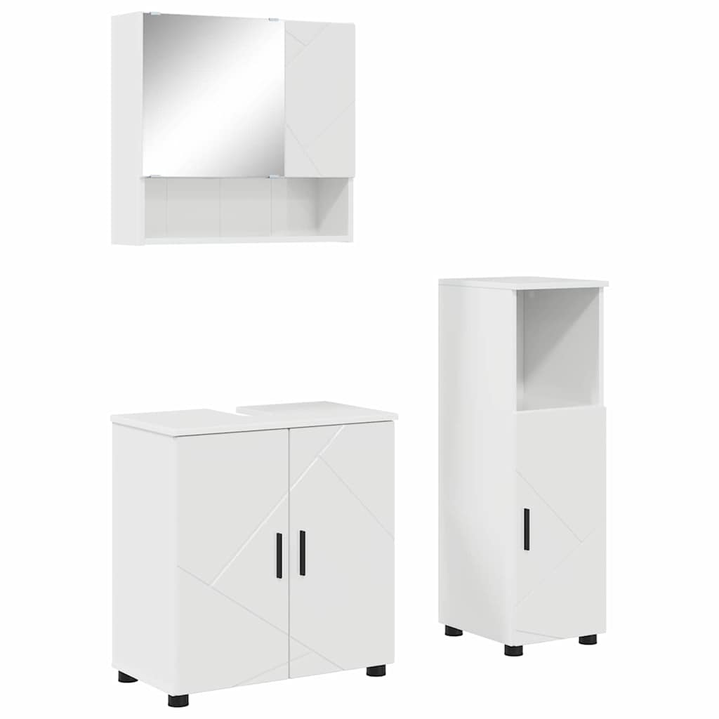Bathroom Furniture Set 3 pcs High gloss white 61 x 35 x 64 cm