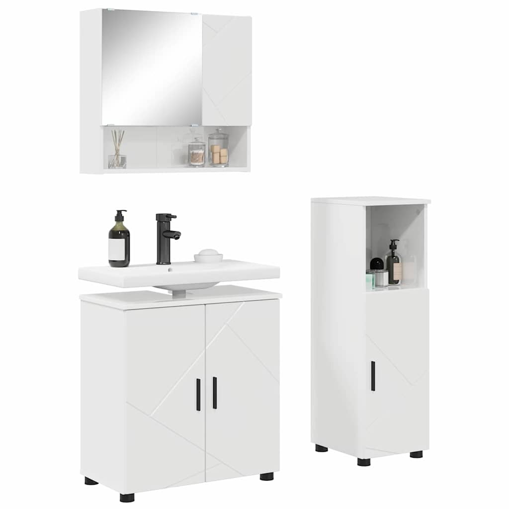 Bathroom Furniture Set 3 pcs High gloss white 61 x 35 x 64 cm