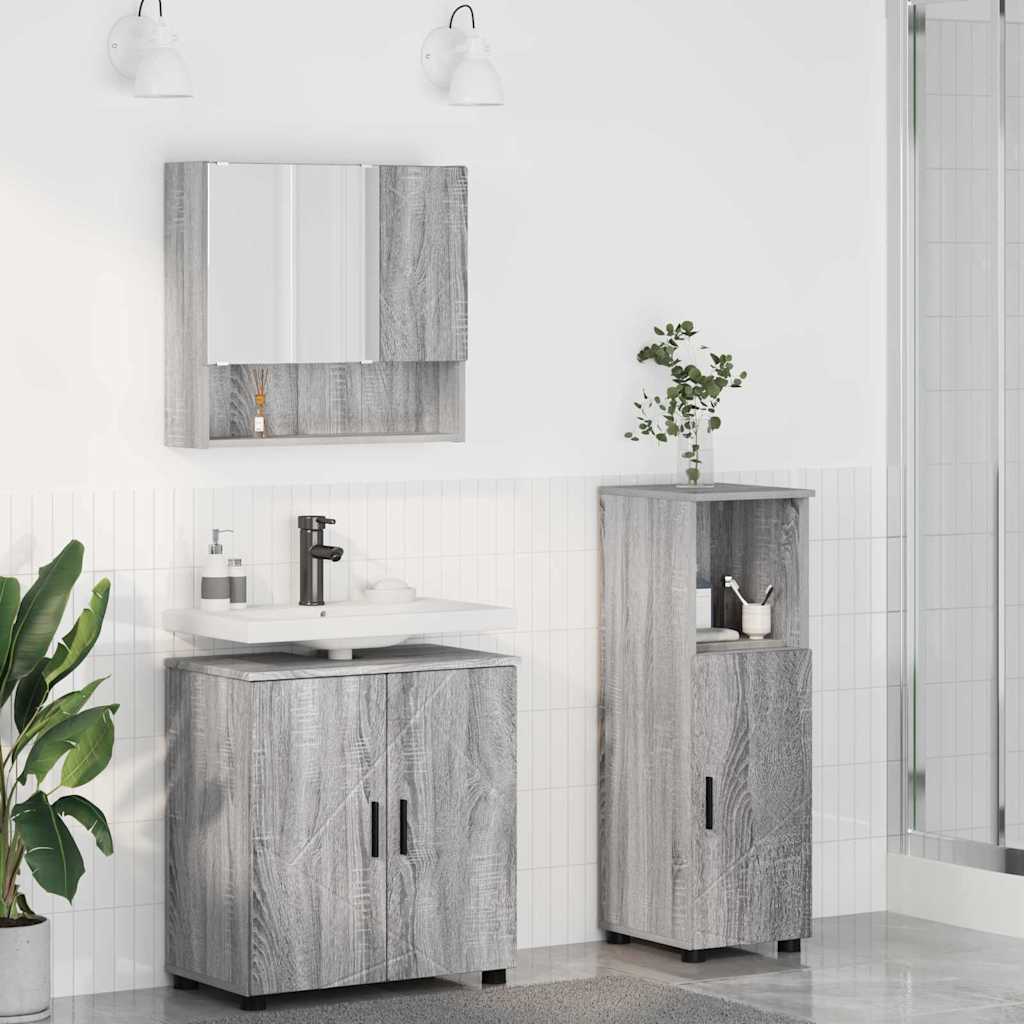 Bathroom Furniture Set 3 pcs Grey sonoma 61 x 35 x 64 cm