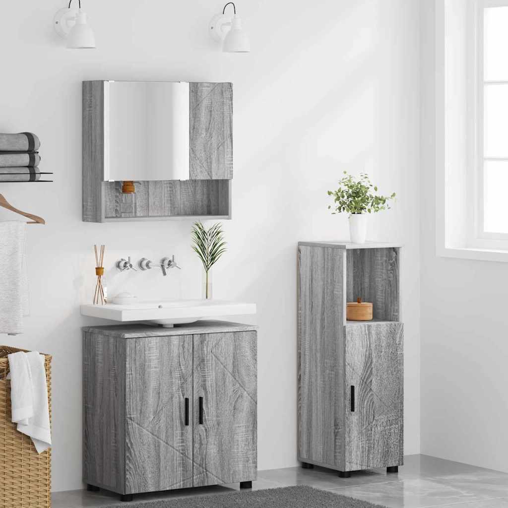 Bathroom Furniture Set 3 pcs Grey sonoma 61 x 35 x 64 cm
