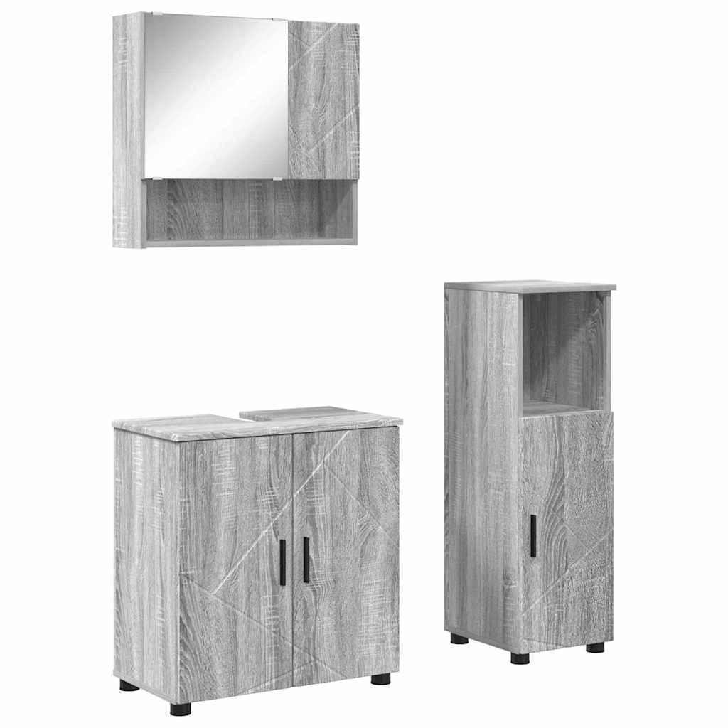 Bathroom Furniture Set 3 pcs Grey sonoma 61 x 35 x 64 cm