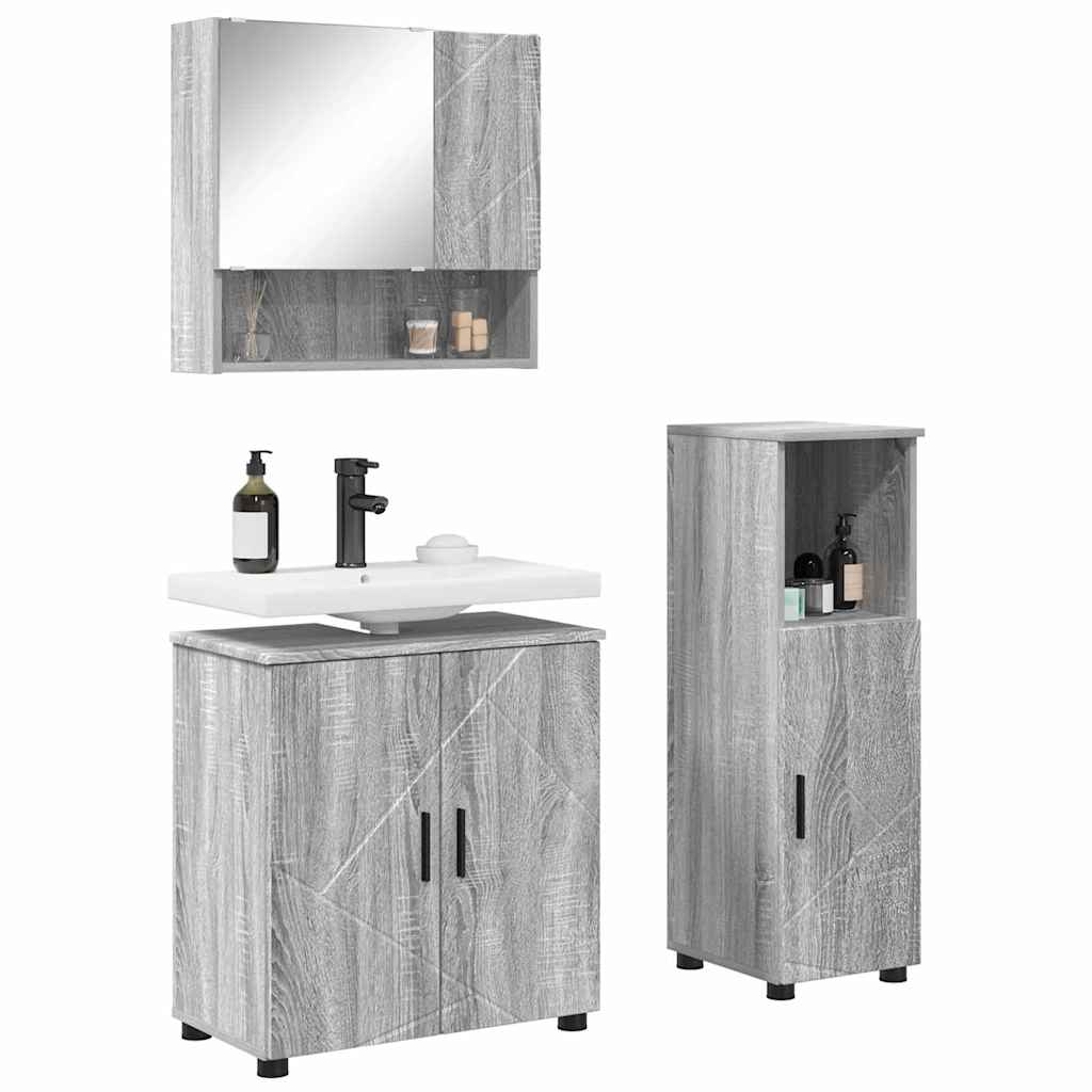 Bathroom Furniture Set 3 pcs Grey sonoma 61 x 35 x 64 cm