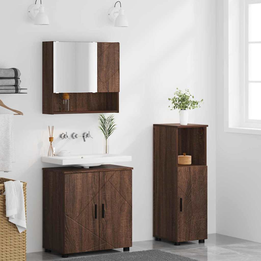 Bathroom Furniture Set 3 pcs Brown oak 61 x 35 x 64 cm