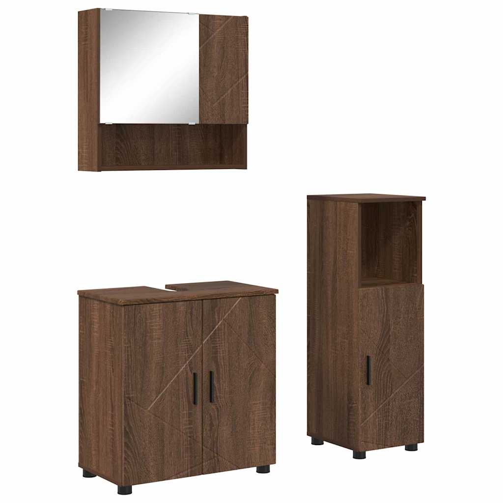 Bathroom Furniture Set 3 pcs Brown oak 61 x 35 x 64 cm