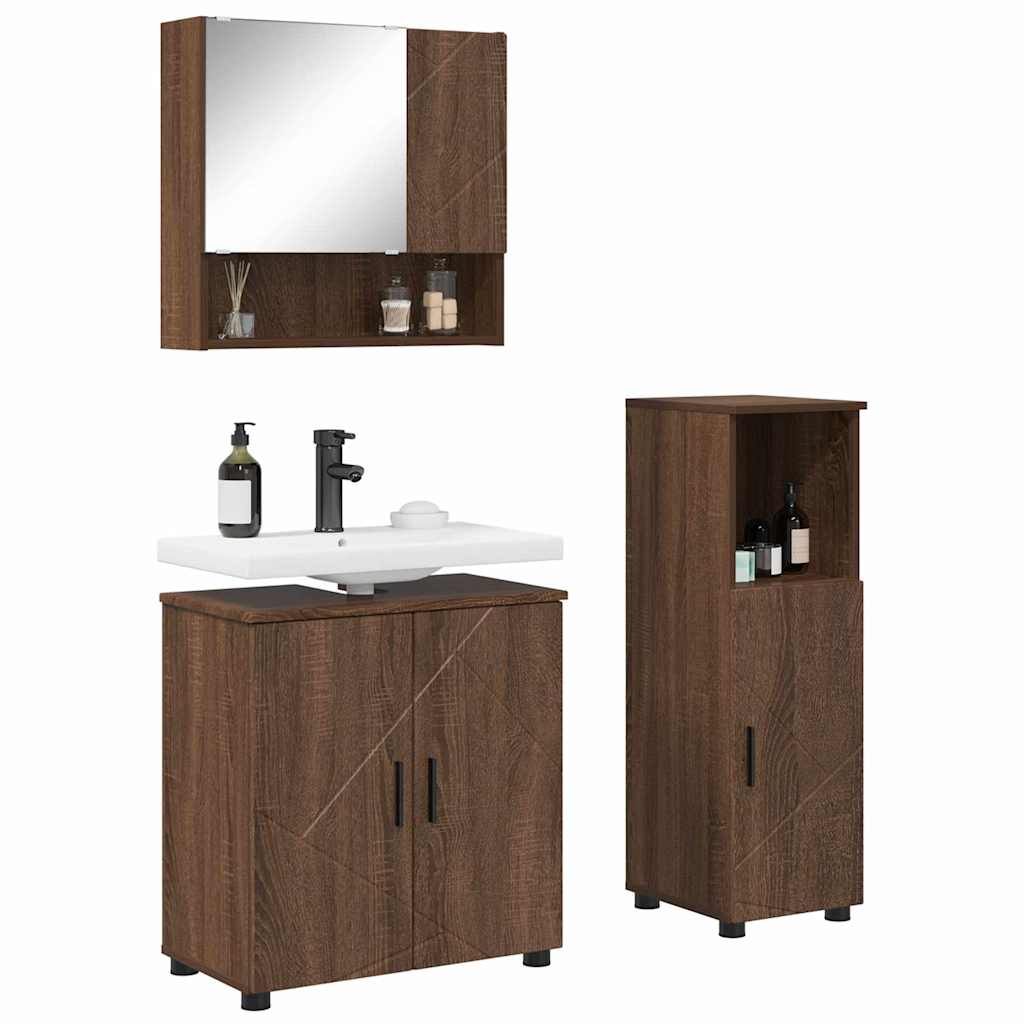 Bathroom Furniture Set 3 pcs Brown oak 61 x 35 x 64 cm