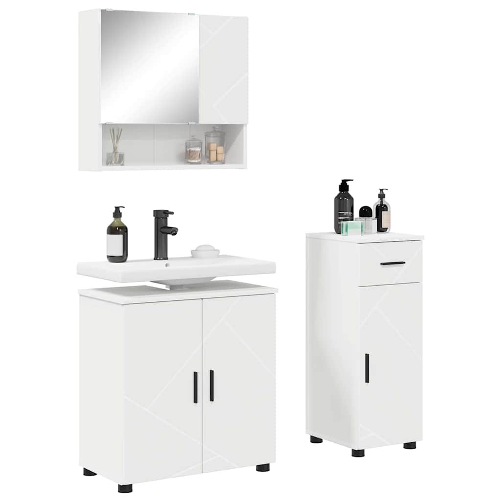 Bathroom Furniture Set with Drawer 3 pcs White 61 x 35 x 64 cm