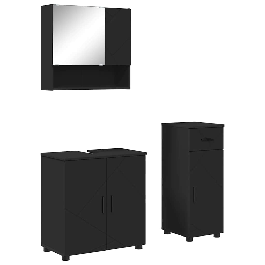 Bathroom Furniture Set with Drawer 3 pcs Black 61 x 35 x 64 cm