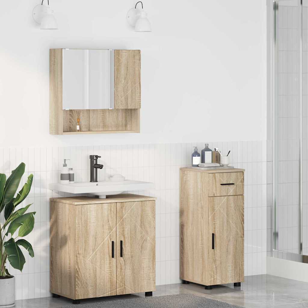 Bathroom Furniture Set 3 pcs Sonoma oak 61 x 35 x 64 cm