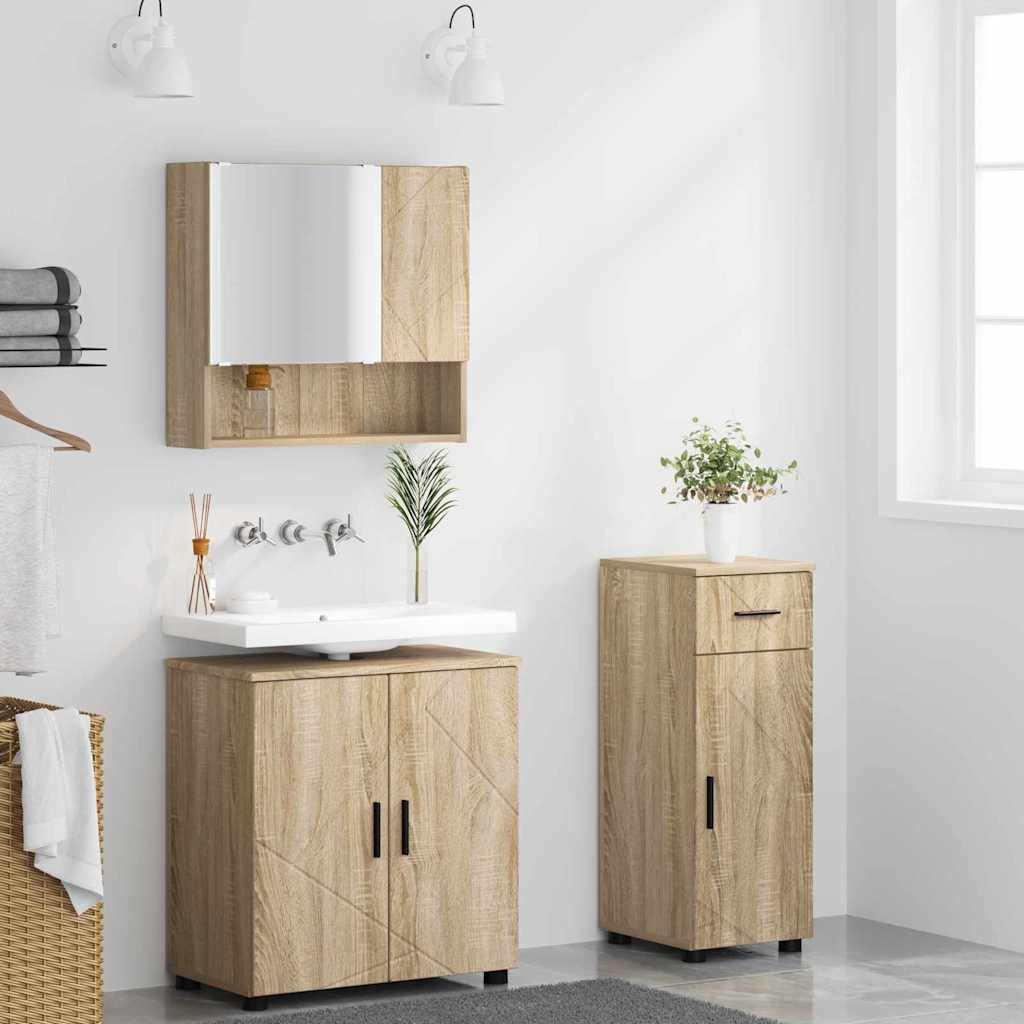 Bathroom Furniture Set 3 pcs Sonoma oak 61 x 35 x 64 cm