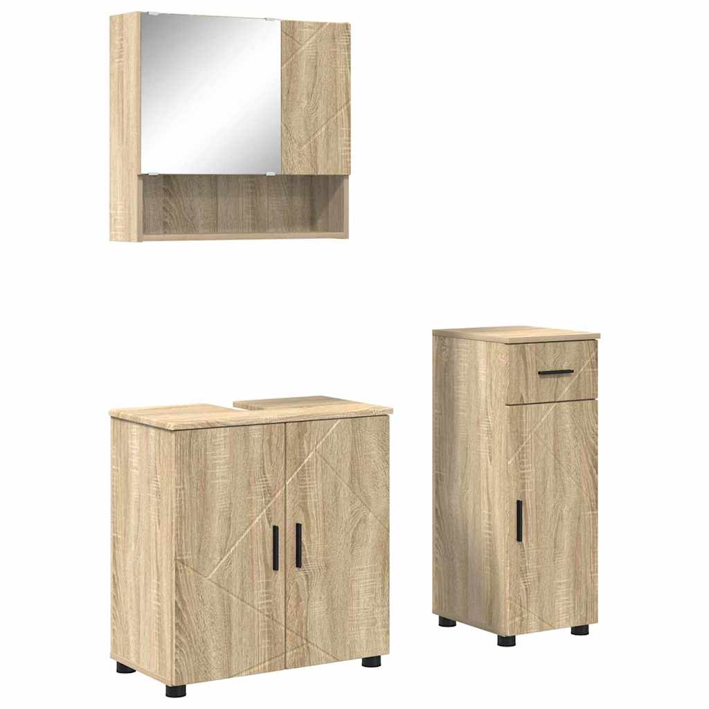 Bathroom Furniture Set 3 pcs Sonoma oak 61 x 35 x 64 cm
