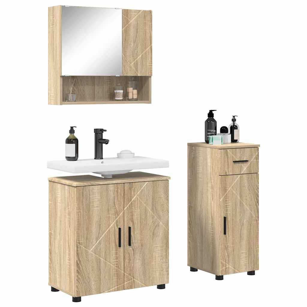 Bathroom Furniture Set 3 pcs Sonoma oak 61 x 35 x 64 cm