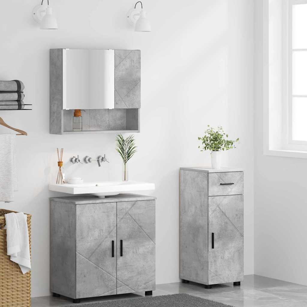 Bathroom Furniture Set 3 pcs Concrete grey 61 x 35 x 64 cm
