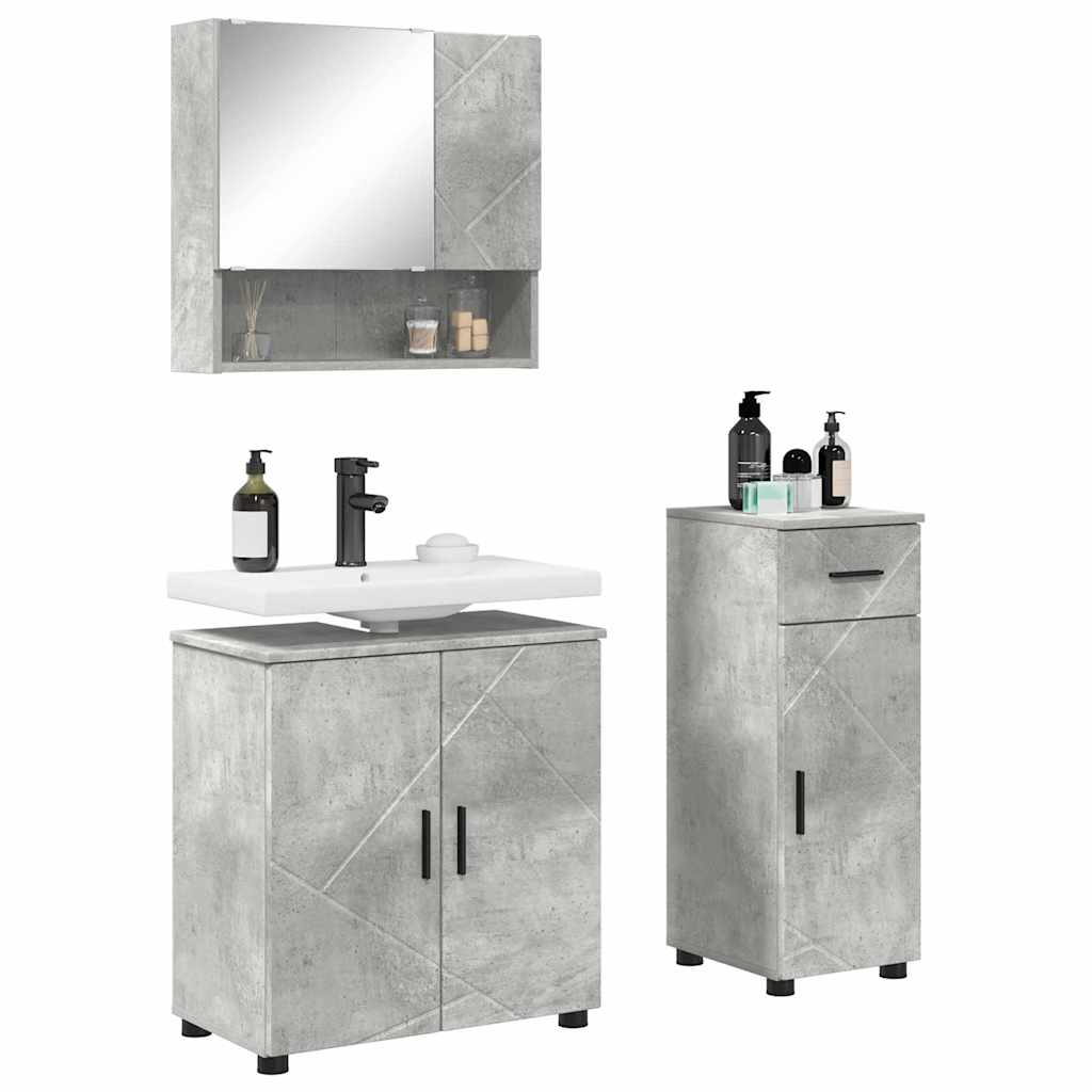 Bathroom Furniture Set 3 pcs Concrete grey 61 x 35 x 64 cm