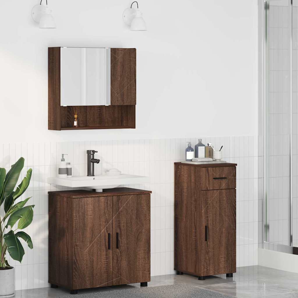 Bathroom Furniture Set 3 pcs Brown oak 61 x 35 x 64 cm