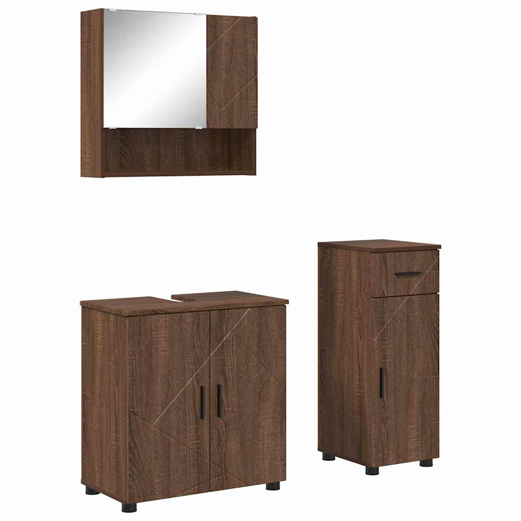 Bathroom Furniture Set 3 pcs Brown oak 61 x 35 x 64 cm