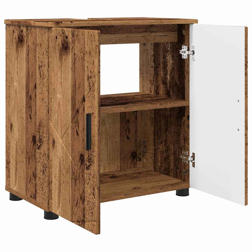 Bathroom Furniture Set with Door 3 pcs Old wood 61 x 35 x 64 cm