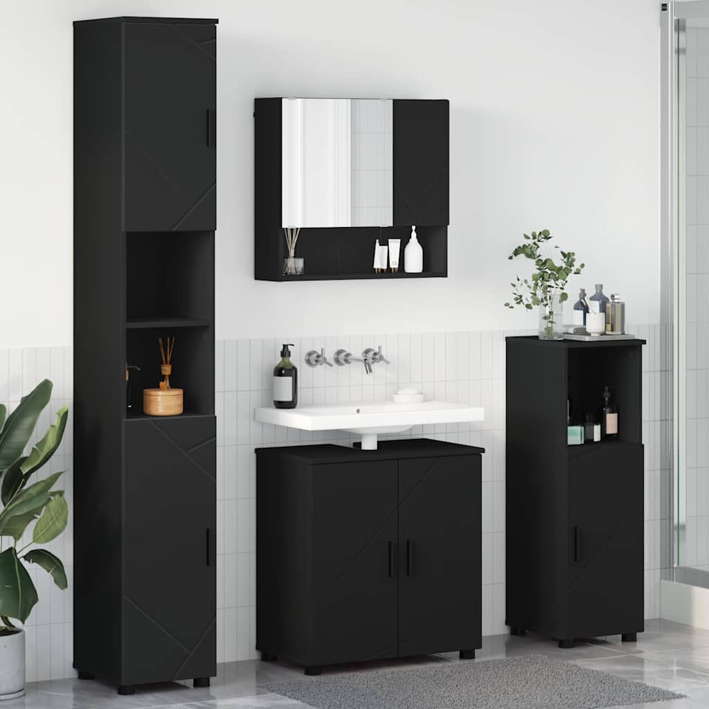 Bathroom Furniture Set Wall-mounted 4 pcs Black 61 x 35 x 64 cm
