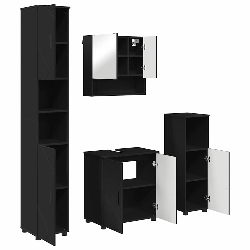 Bathroom Furniture Set Wall-mounted 4 pcs Black 61 x 35 x 64 cm