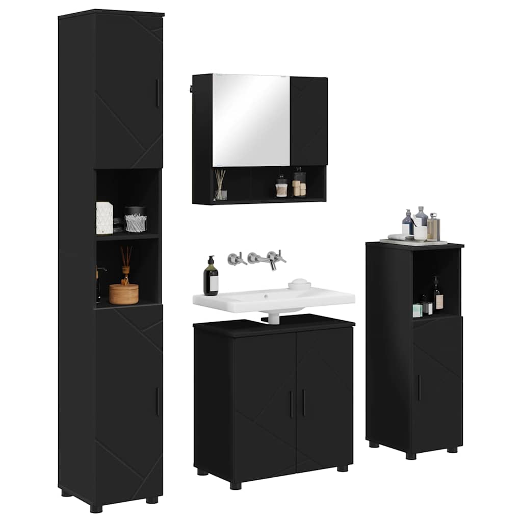 Bathroom Furniture Set Wall-mounted 4 pcs Black 61 x 35 x 64 cm