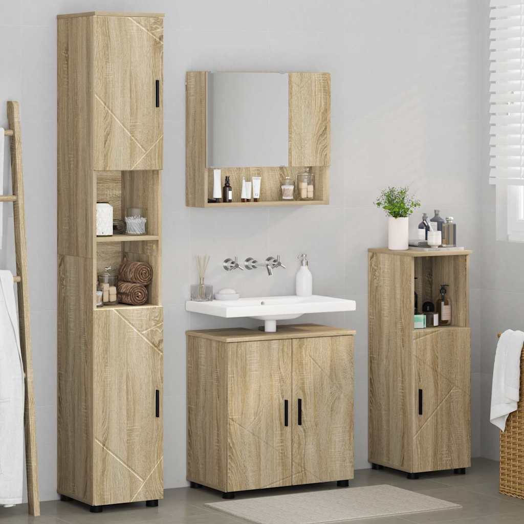 Bathroom Furniture Set 4 pcs Sonoma oak 61 x 35 x 64 cm