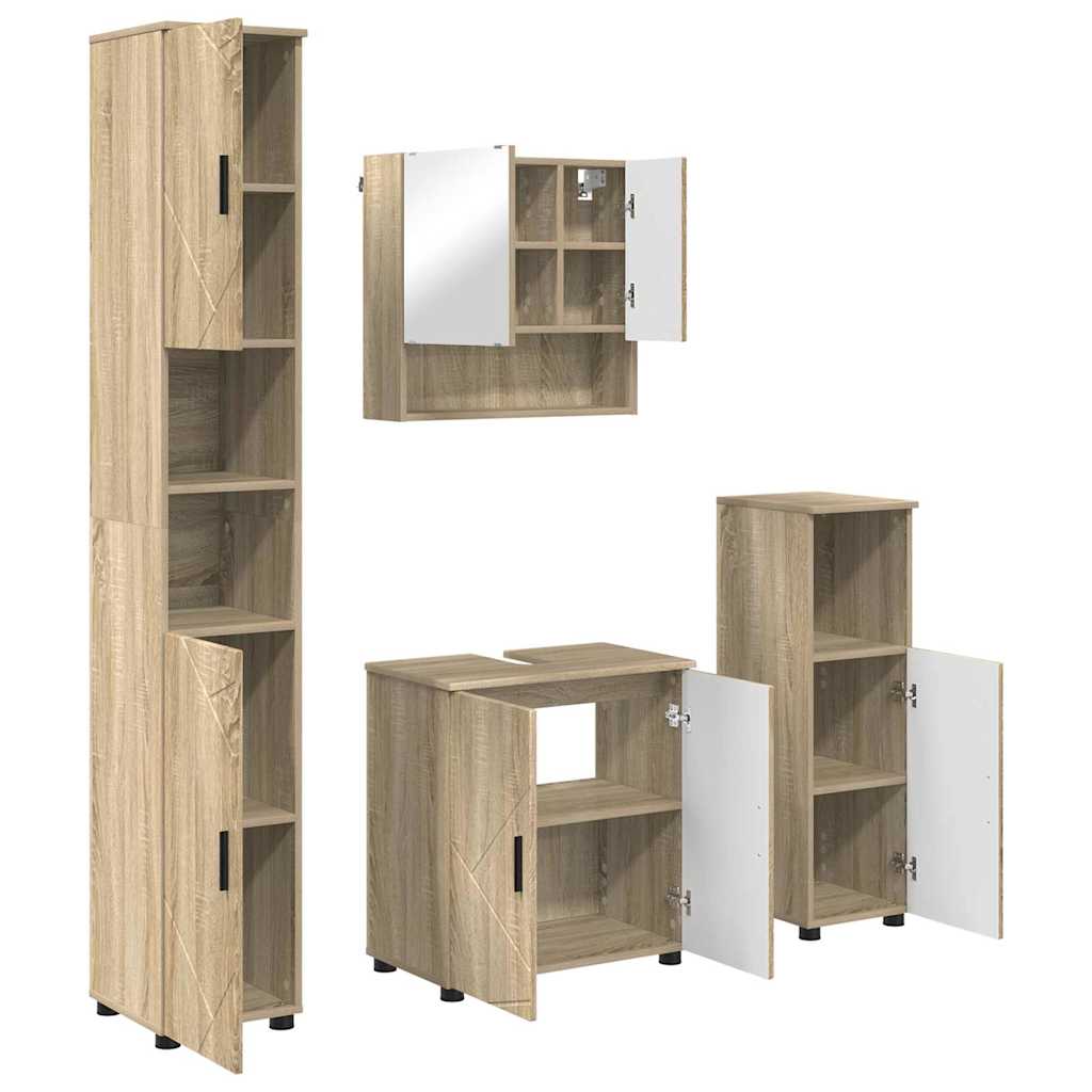 Bathroom Furniture Set 4 pcs Sonoma oak 61 x 35 x 64 cm