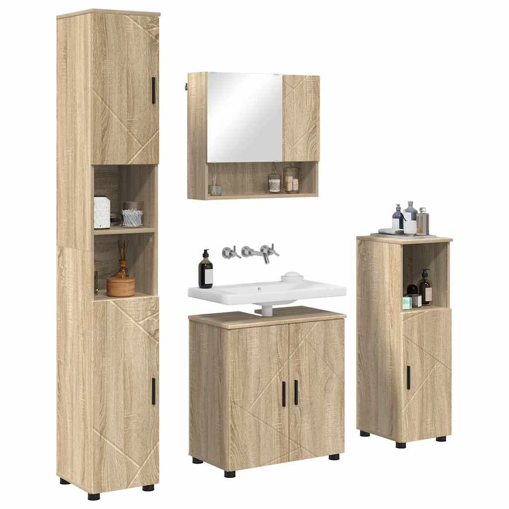 Bathroom Furniture Set 4 pcs Sonoma oak 61 x 35 x 64 cm