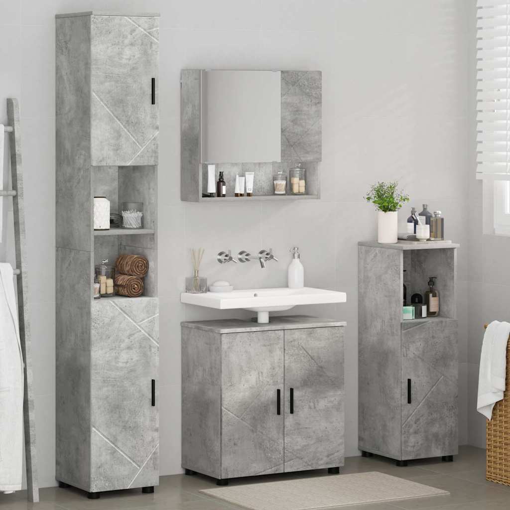 Bathroom Furniture Set 4 pcs Concrete grey 61 x 35 x 64 cm