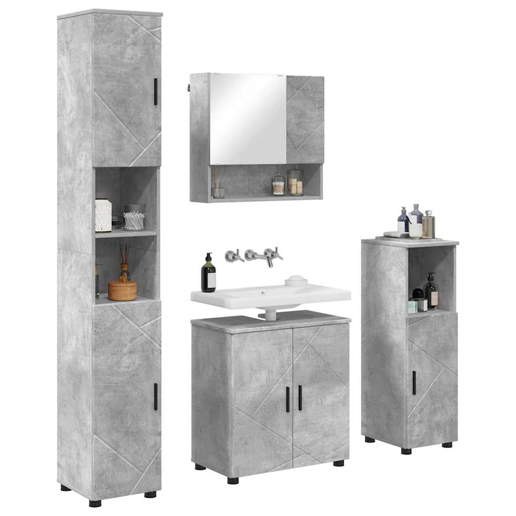 Bathroom Furniture Set 4 pcs Concrete grey 61 x 35 x 64 cm