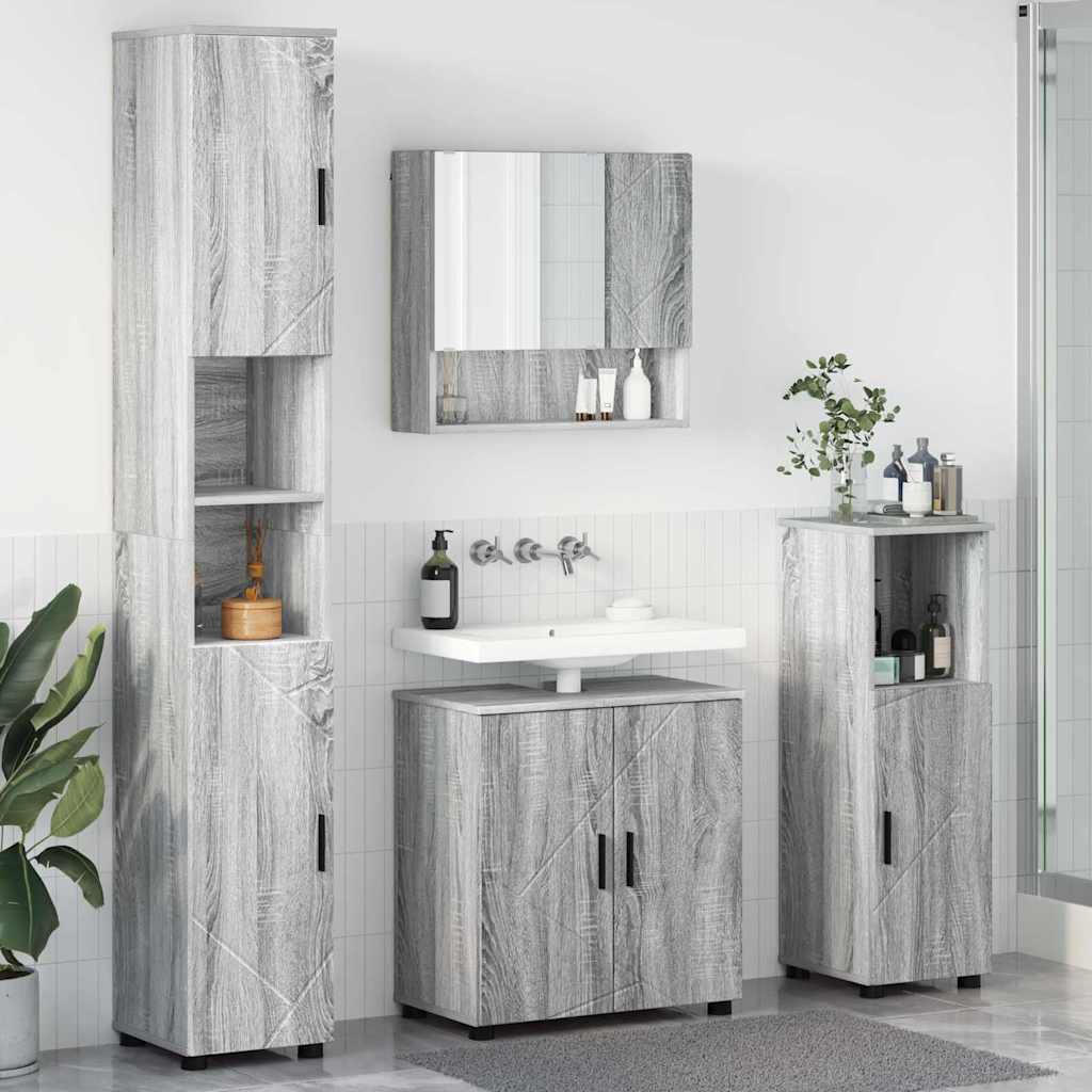 Bathroom Furniture Set 4 pcs Grey sonoma 61 x 35 x 64 cm