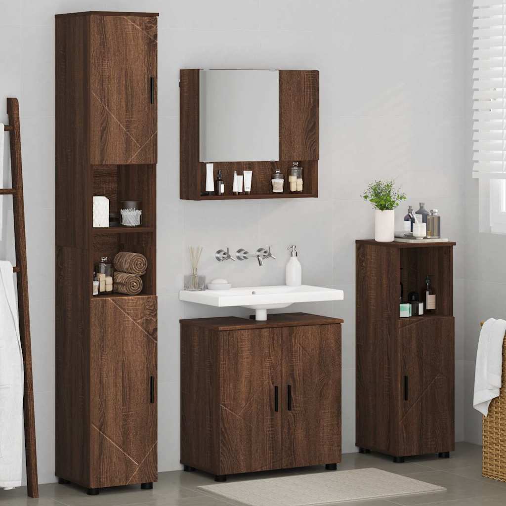 Bathroom Furniture Set 4 pcs Brown oak 61 x 35 x 64 cm