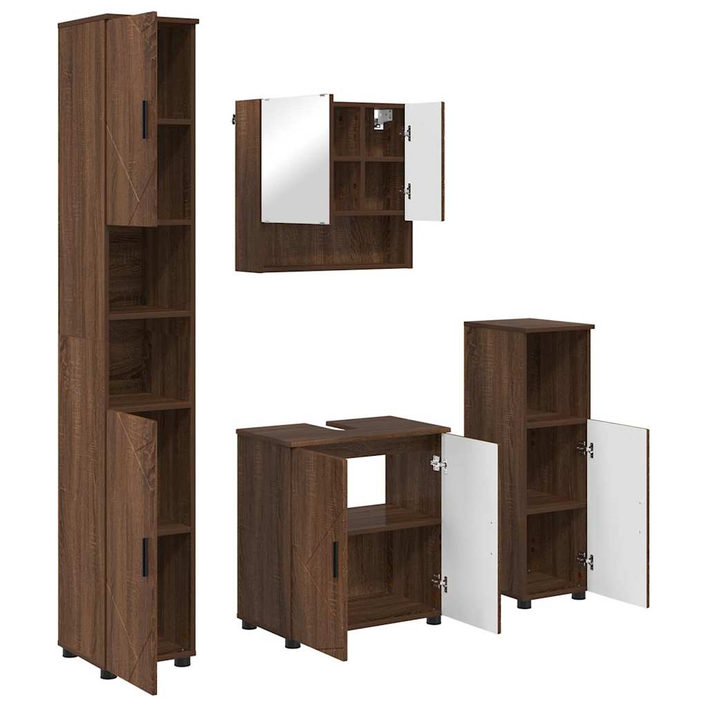 Bathroom Furniture Set 4 pcs Brown oak 61 x 35 x 64 cm