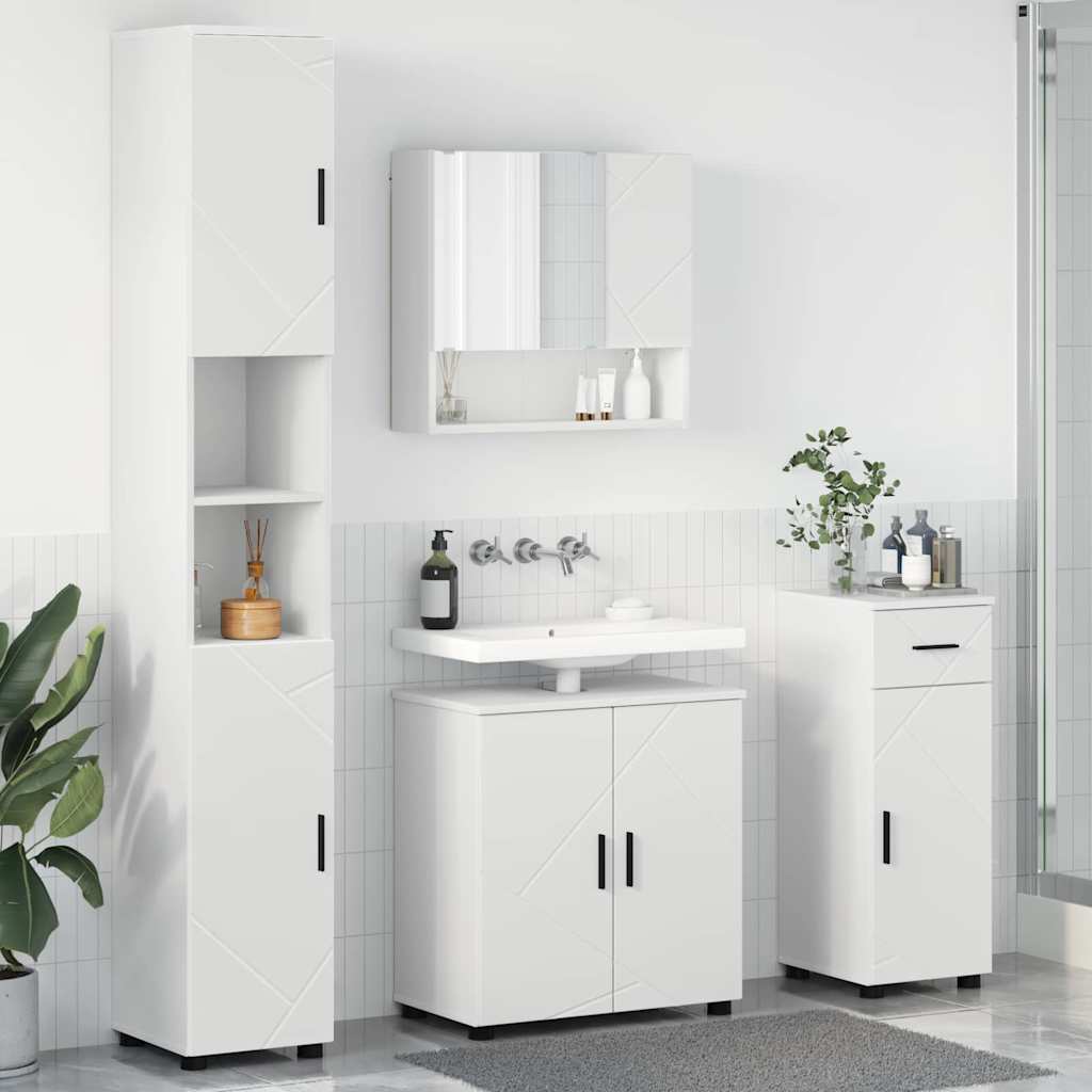 Bathroom Furniture Set with Drawer 4 pcs White 61 x 35 x 64 cm