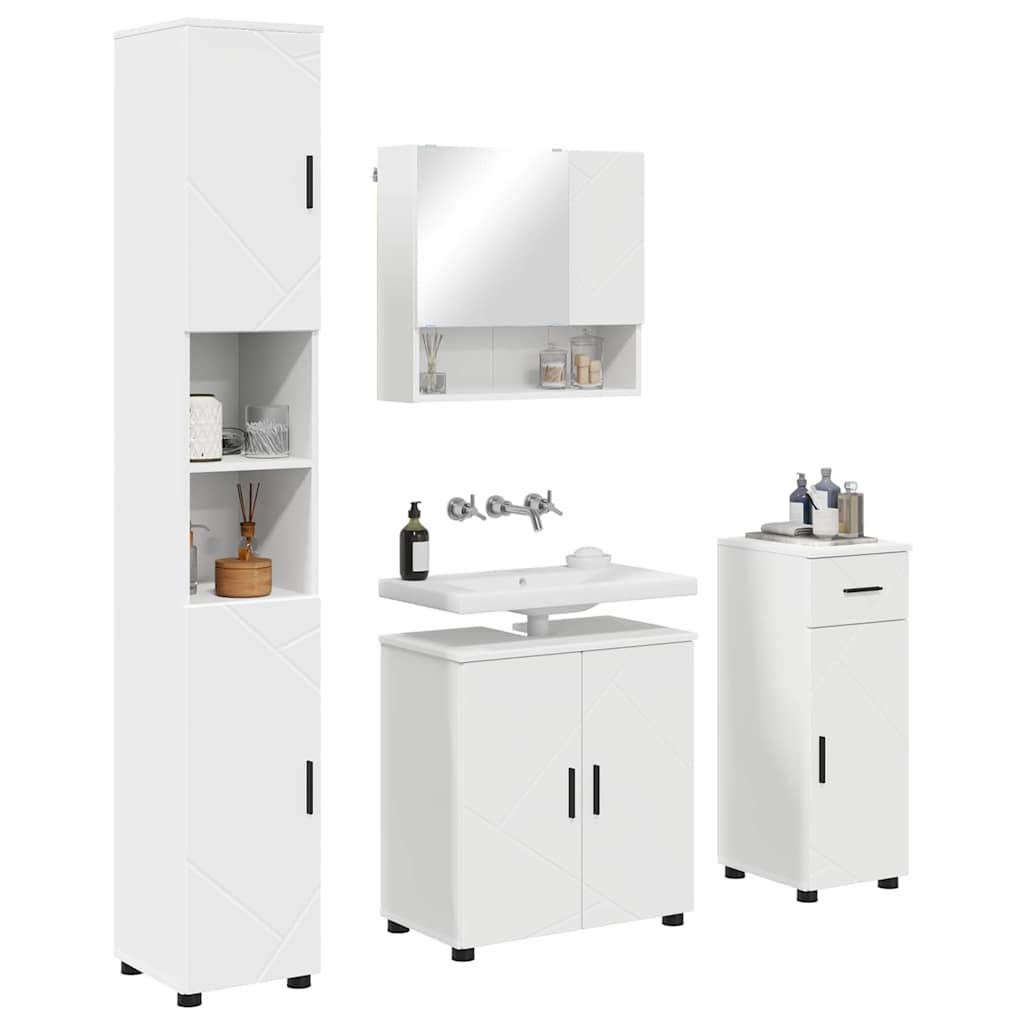 Bathroom Furniture Set with Drawer 4 pcs White 61 x 35 x 64 cm