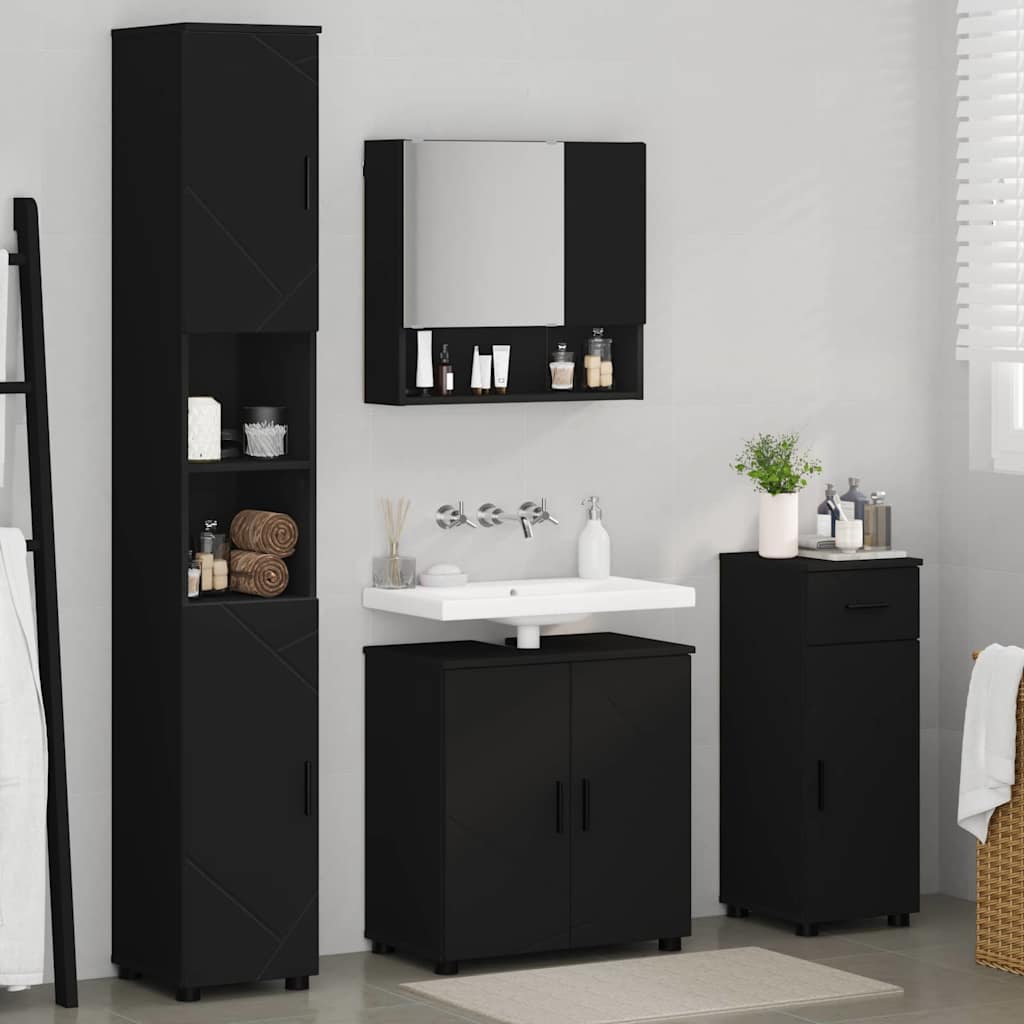 Bathroom Furniture Set with Drawer 4 pcs Black 61 x 35 x 64 cm